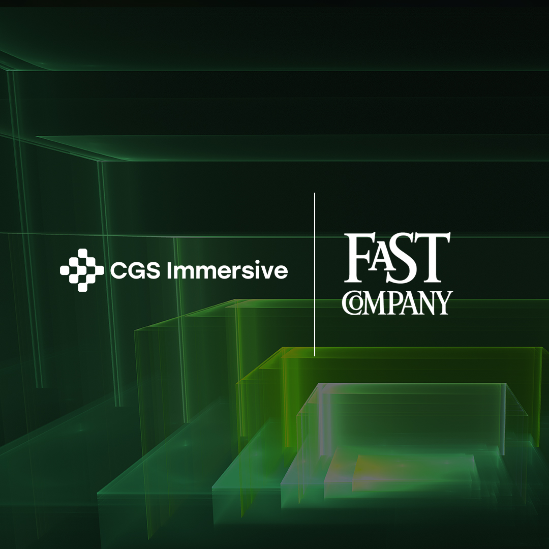 CGS and Fast Company logos overlayed on a green background