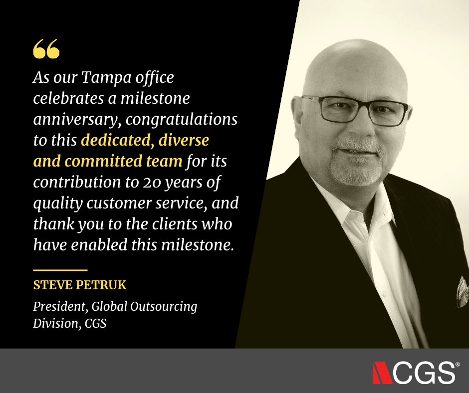 CGS Celebrates 20th Anniversary of BPO Service in Tampa