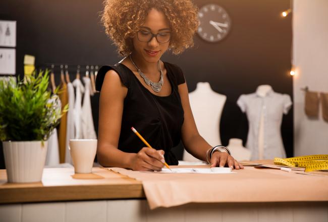 Fashion Apparel Designer working on her lastest design