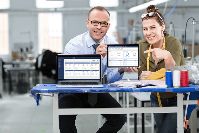 BlueCherry Shop Floor Control on tablet and laptop
