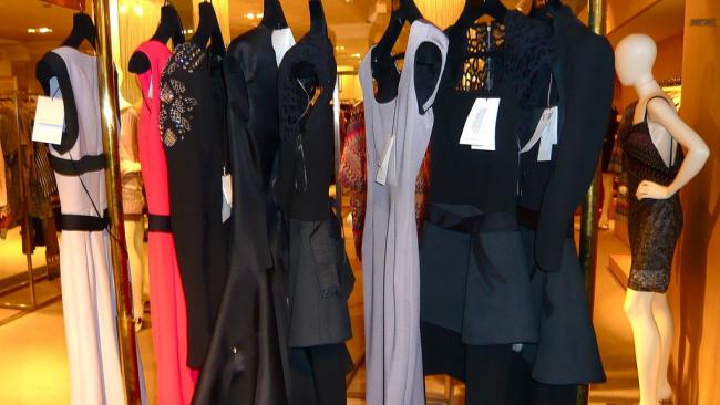 Victoria Beckham dresses hanging at Harrods