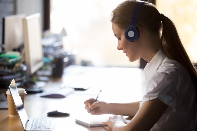 Woman addressing goals through eLearning
