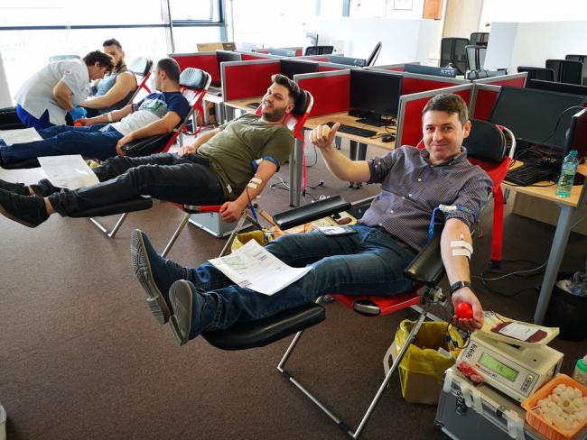 CGS Romania employees donating blood 