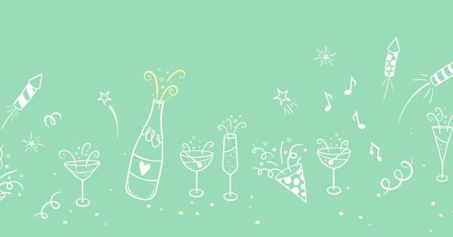 5 Best L&D blogs of 2021 Illustration of champagne fireworks and new year's celebrations