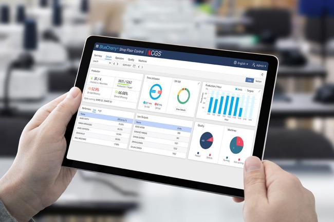 3 Steps Retailers and Brands Can Take to Achieve Factory Floor Visibility Shop Floor Control software on tablet