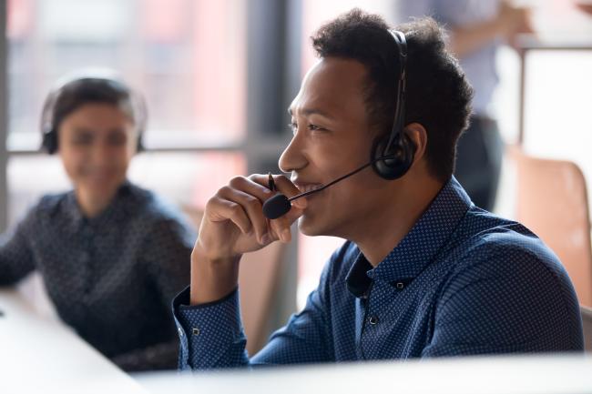 Call center employee experiencing an unusual call