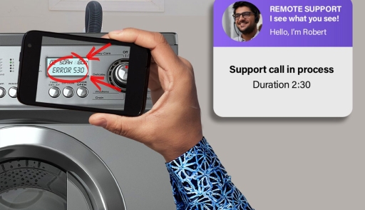 A person uses augmented reality for support to program a gadget