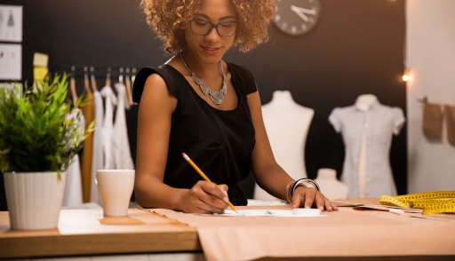 Fashion Apparel Designer working on her lastest design