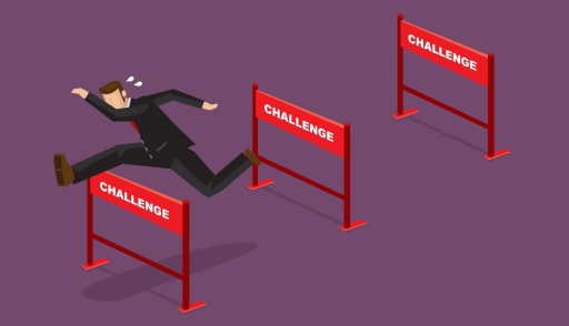 Corporate Worker Jumping Hurdles 