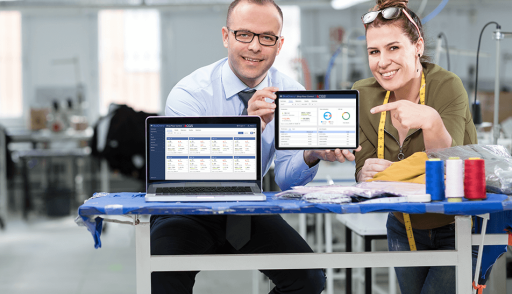 BlueCherry Shop Floor Control on tablet and laptop