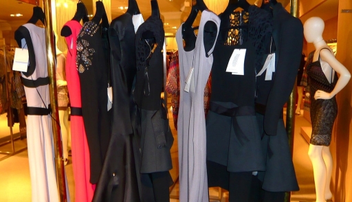 Victoria Beckham dresses hanging at Harrods