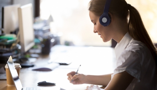 Woman addressing goals through eLearning