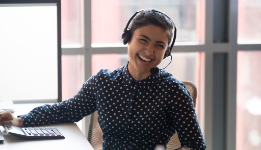 call center agent having fun at work