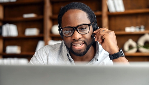 Customer support agent headset showing empathy