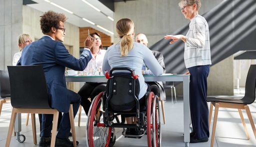 Diverse and inclusive office meeting