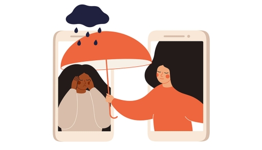 Person showing empathy through smartphone