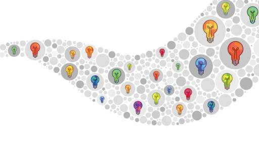 Illustration of lightbulbs ideas crowdsourcing concept