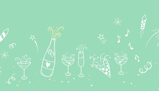 Illustration of champagne fireworks and new year's celebrations