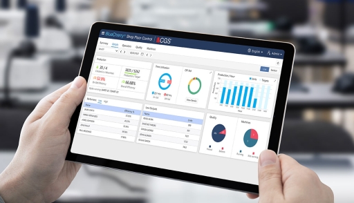 Shop Floor Control software on tablet